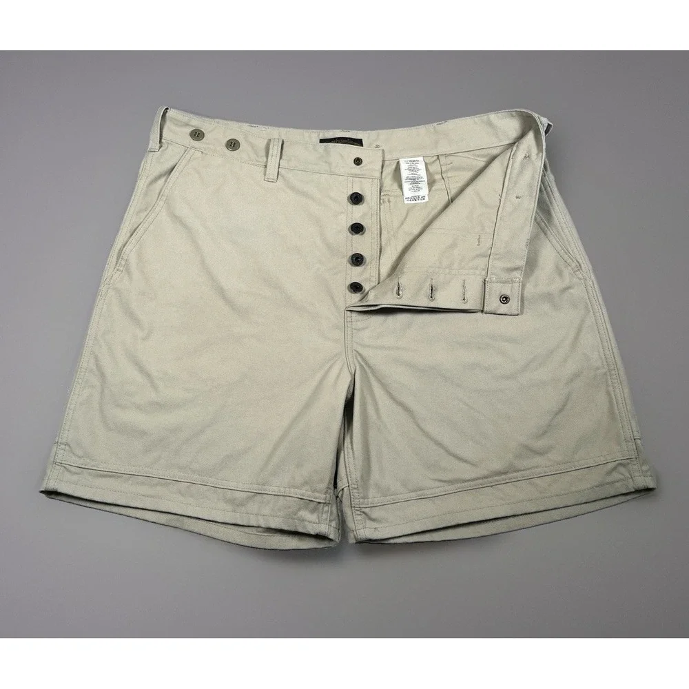 Filson Mens Size 38 Canvas Utility Chino Shorts Button Fly Suspender Buttons